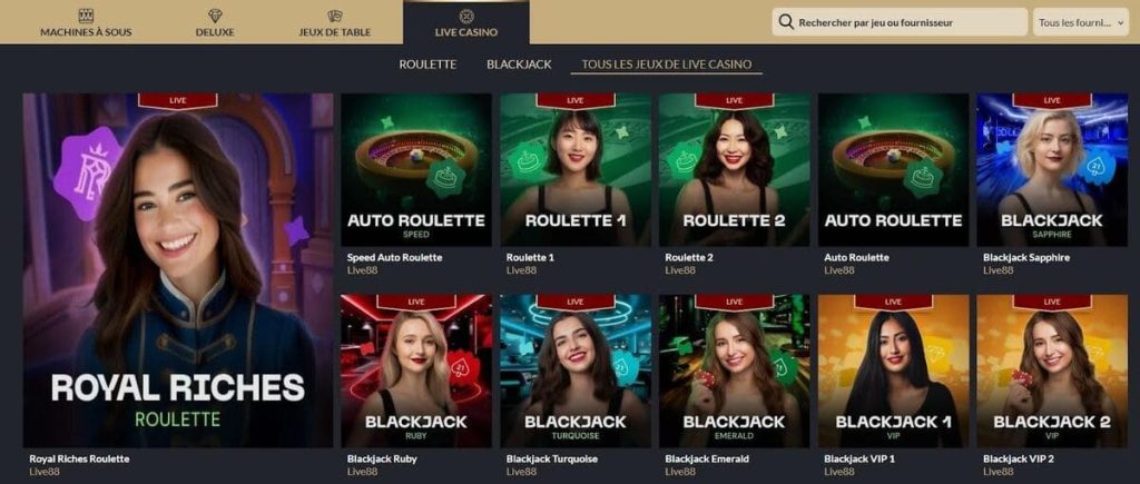 Tortuga Casino jeux live