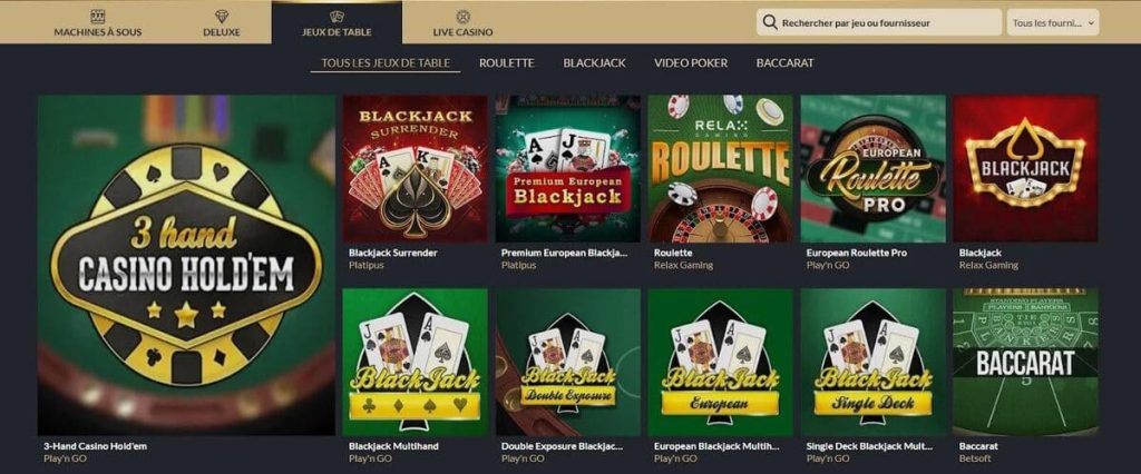 Tortuga Casino jeux table